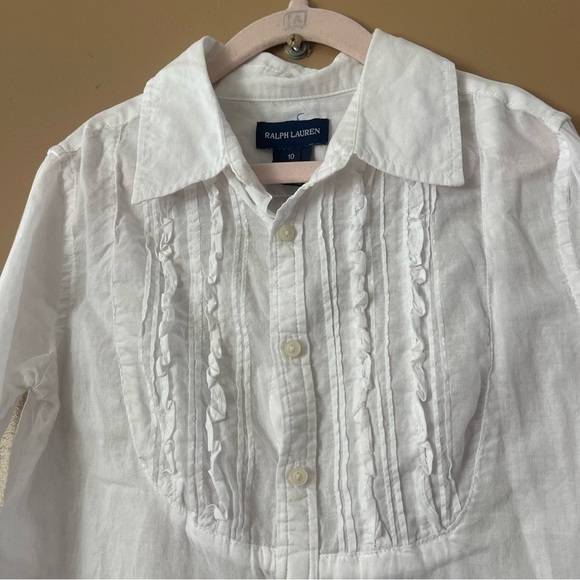 Ralph Lauren Kids White Long Sleeve Button-Up Shirt size 10 - Picture 4 of 8